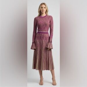 JONATHAN SIMKHAI PINK AND GOLD KNOT TOP AND SKIRT SET NWOT